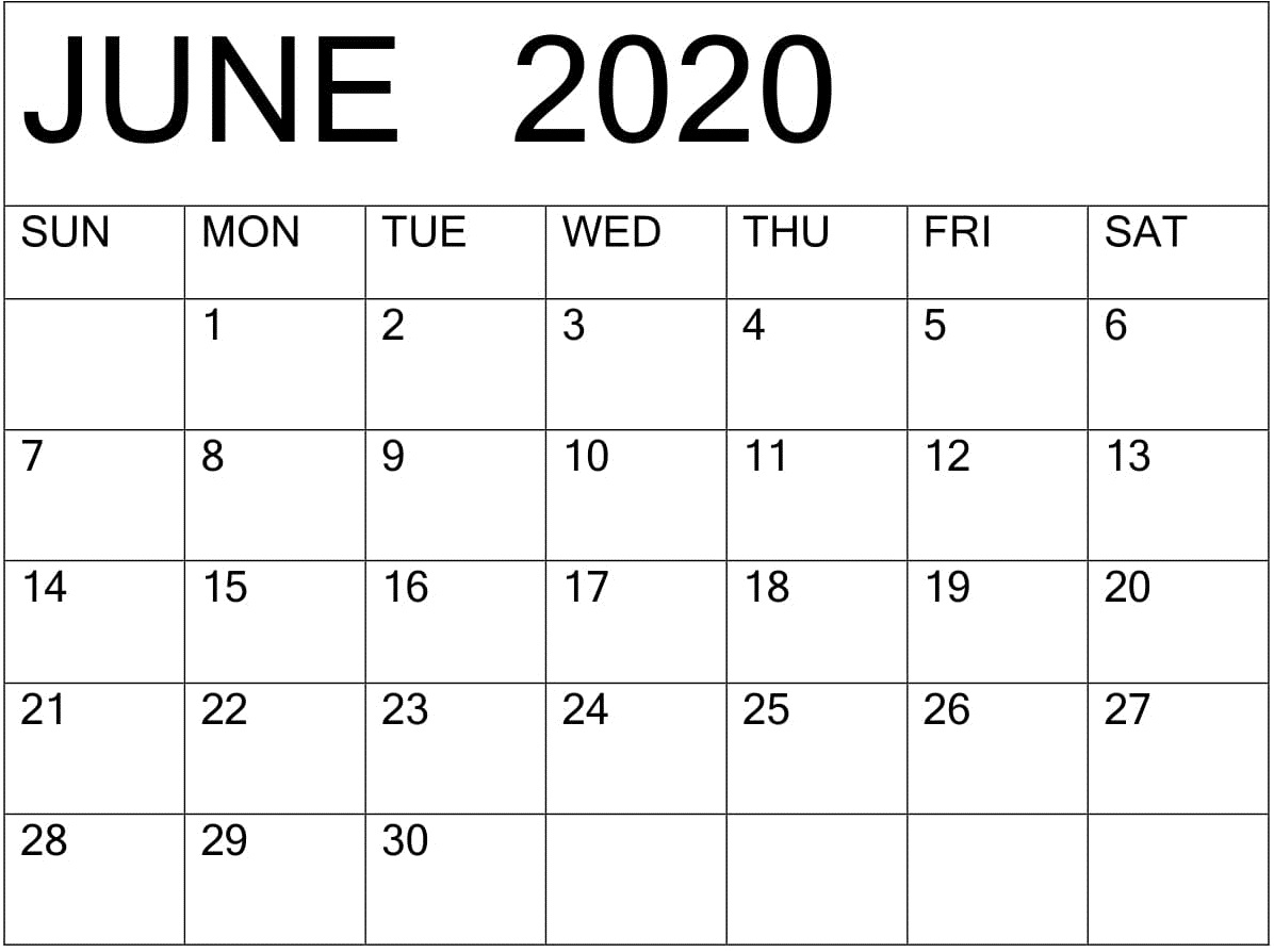 June 2020 Calendar Monthly Template Latest Printable Calendar And Template