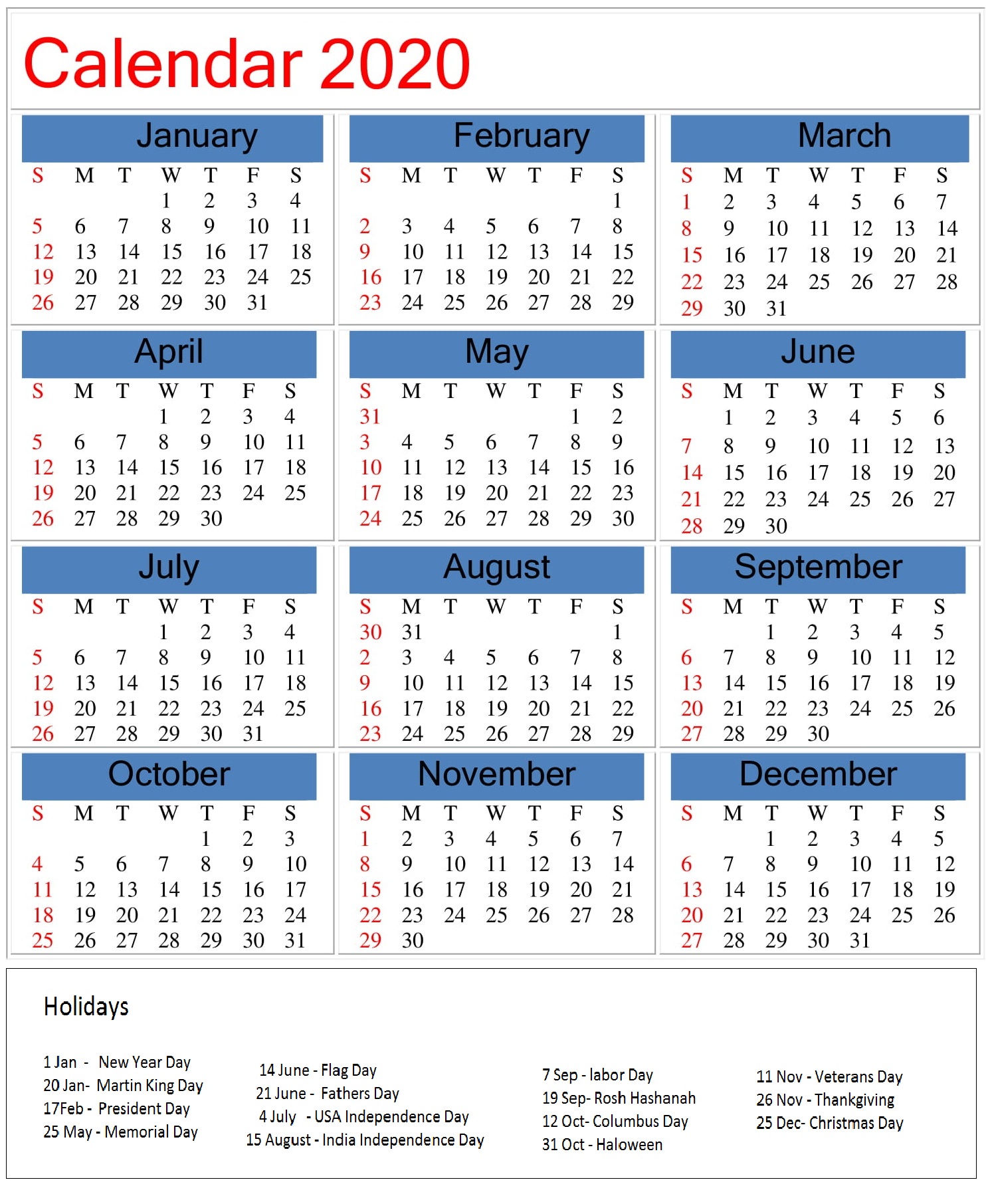 2020 Holiday Calendar Usa Free Printable 2020 Australia Holiday