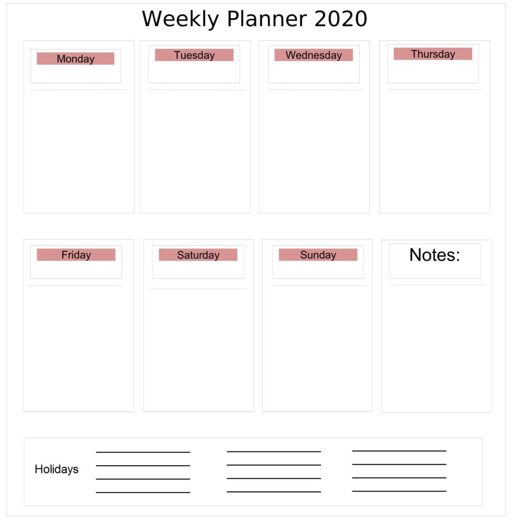 Weekly Planner And Monthly Planner Free Printable Download