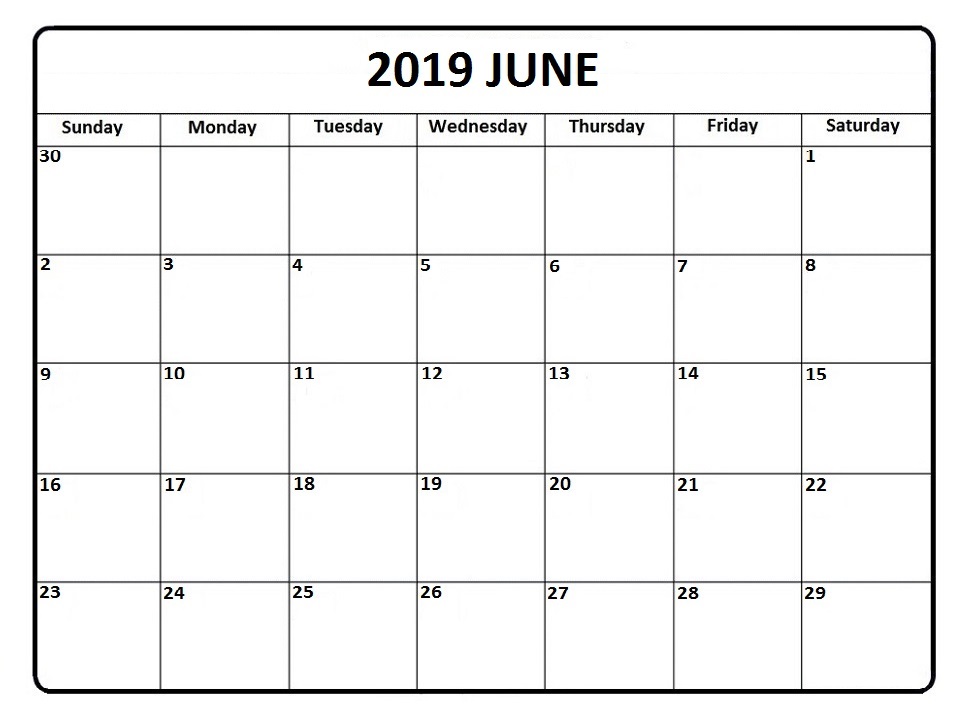 June 2019 Calendar 