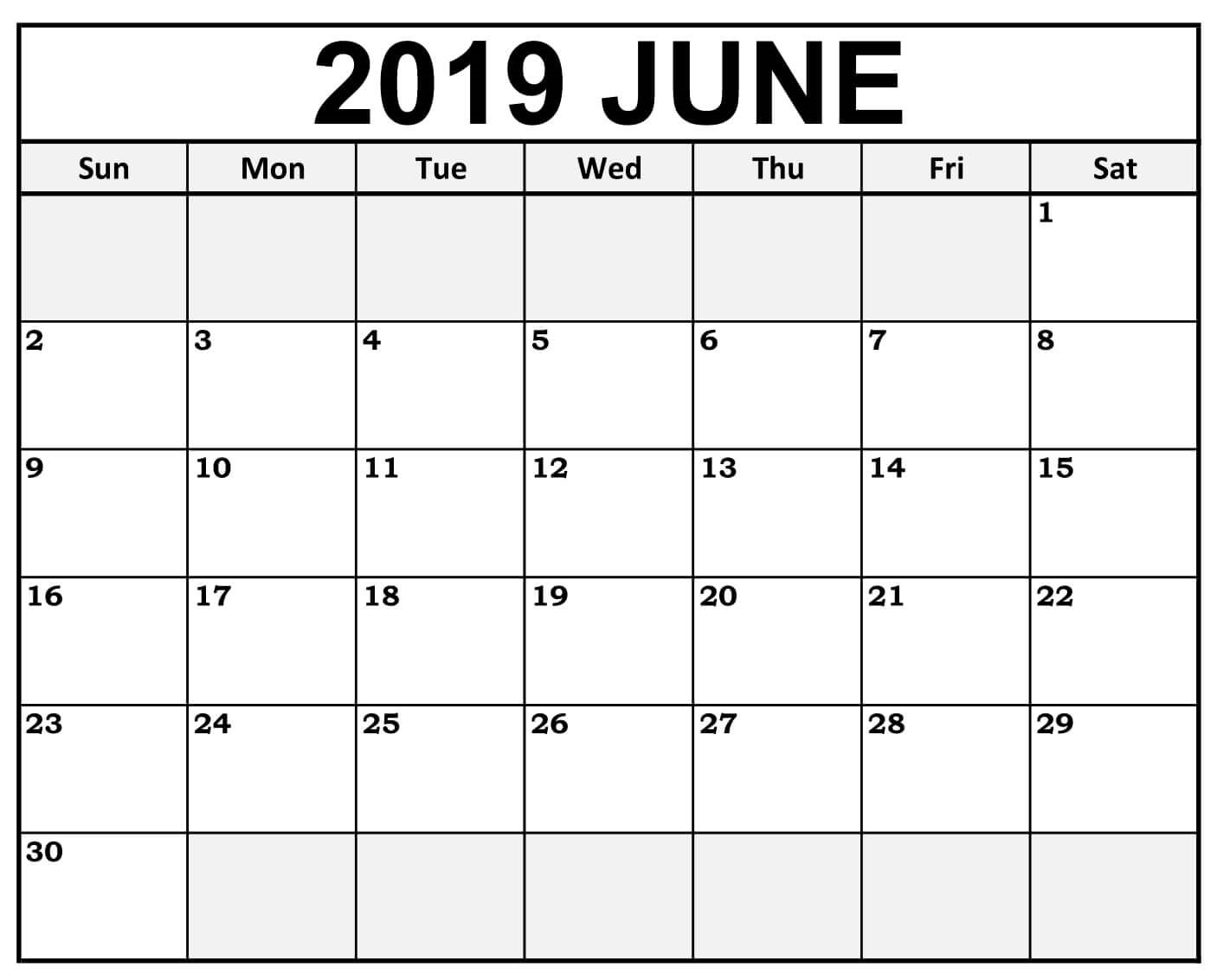 Calendar June 2019