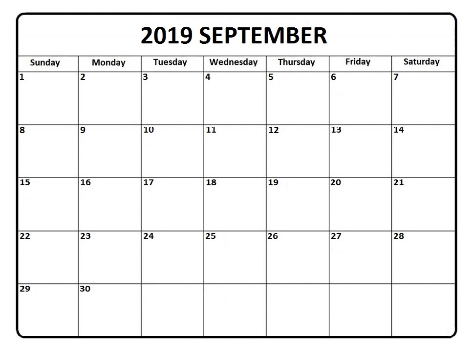 Free Printable September 2019 Calendar Template - Latest Printable ...