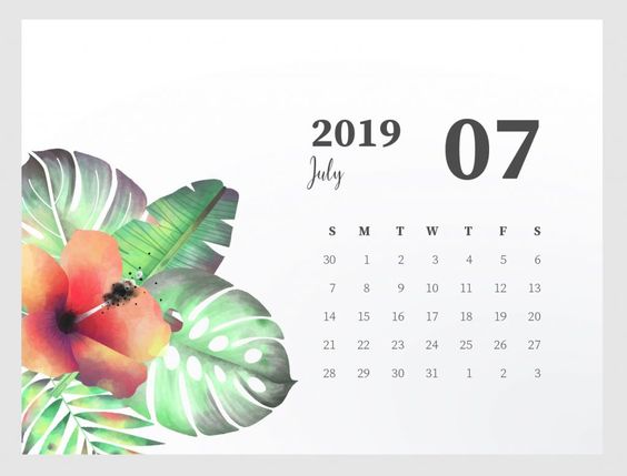 Cute July 2019 Calendar Template 