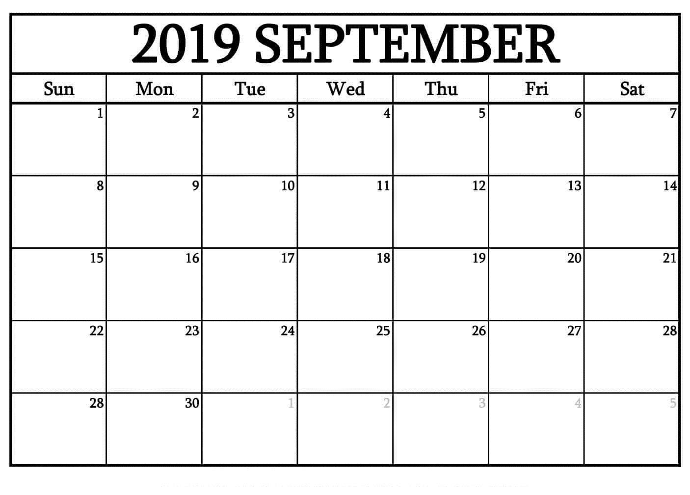 September 2019 Blank Calendar