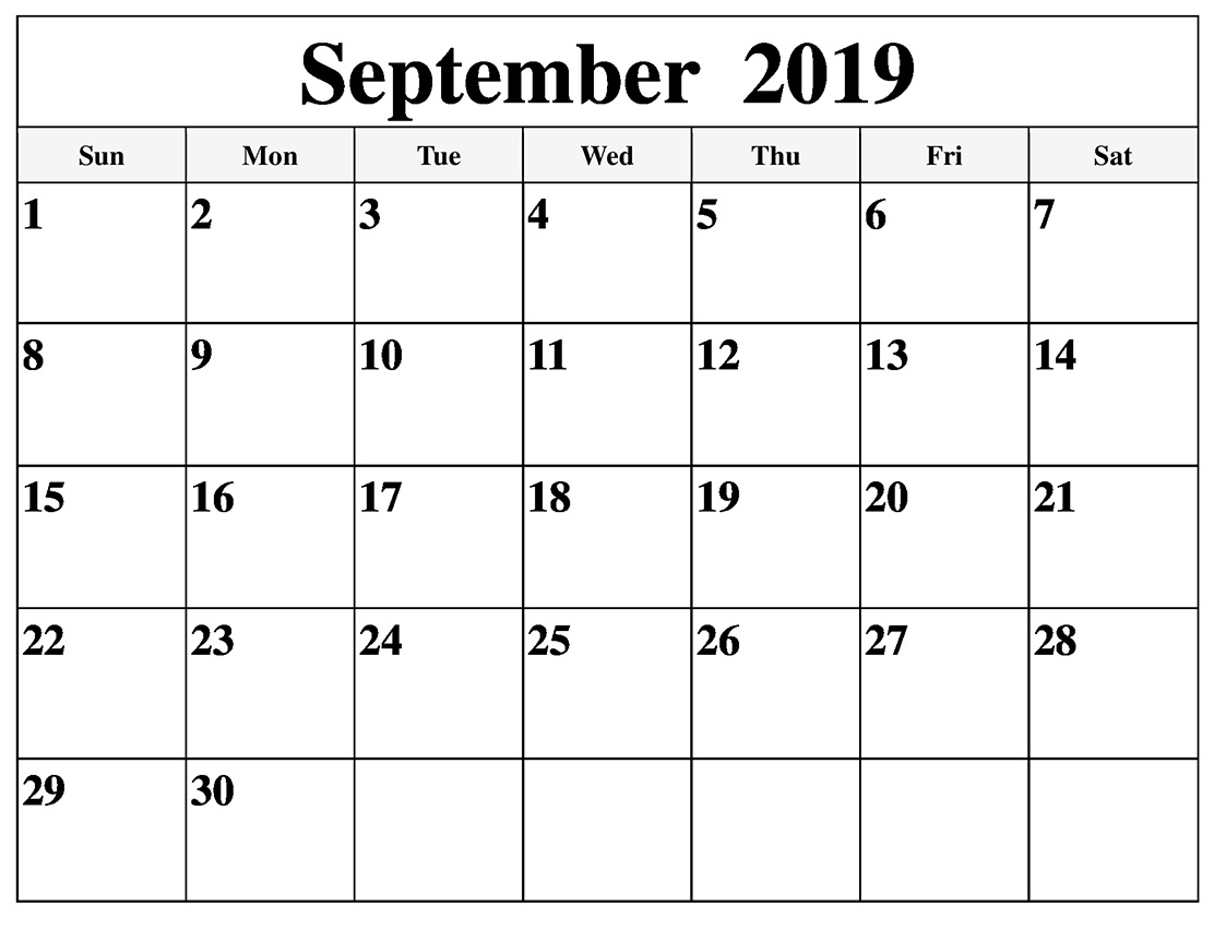 September 2019 Printable Calendar With Holidays