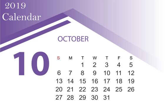 Cute October 2019 Calendar