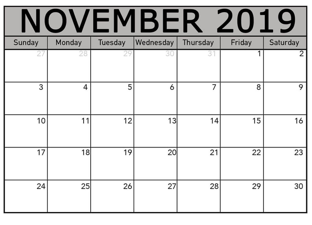 November 2019 Calendar Template