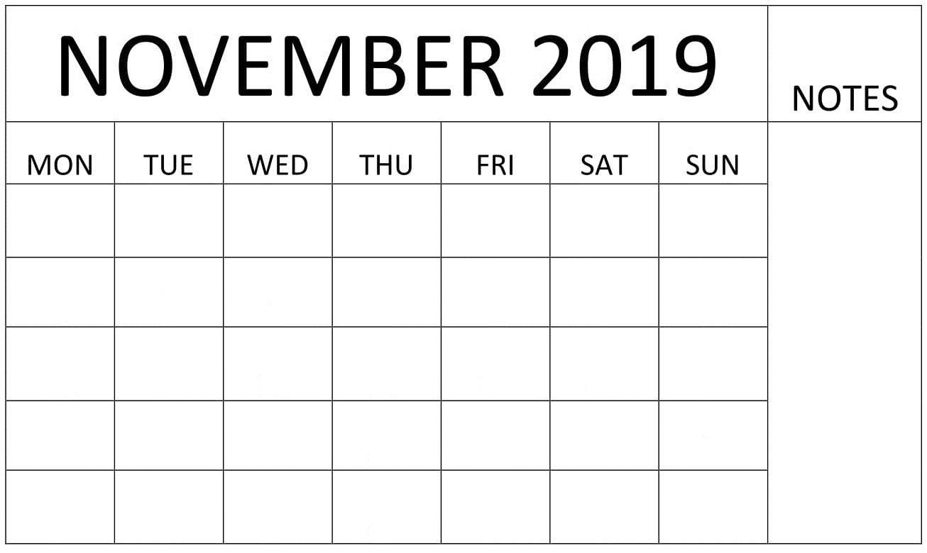 November 2019 Blank Calendar