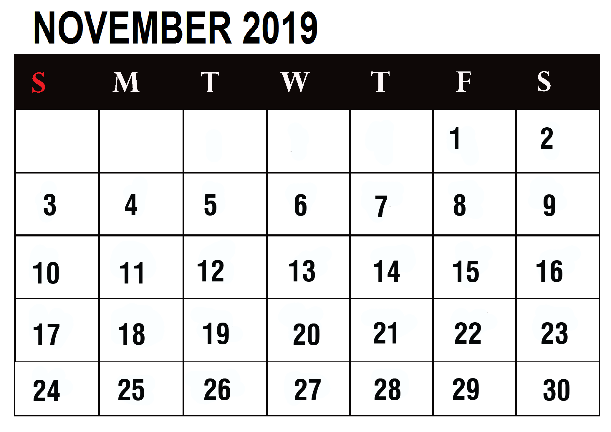 November 2019 Calendar Template