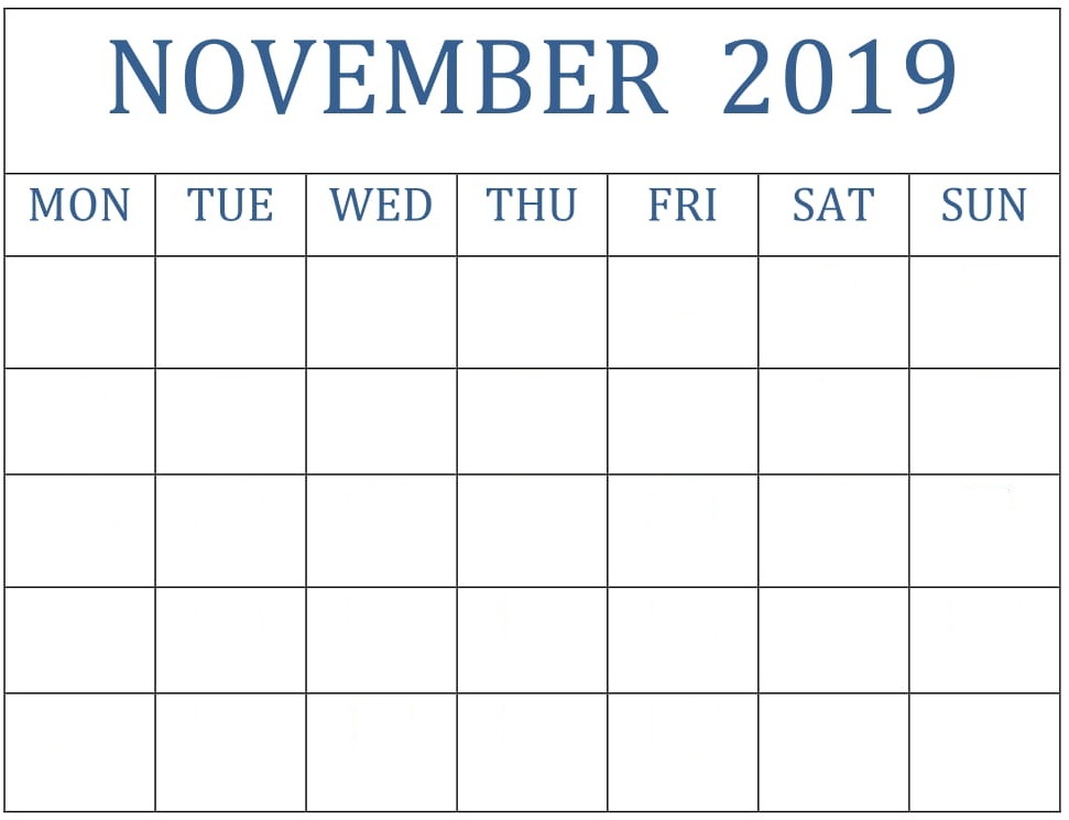 November 2019 Blank Calendar