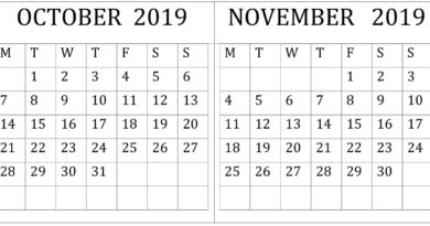 October November 2019 Calendar
