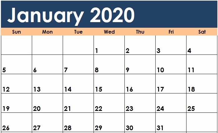 2020 January Calendar