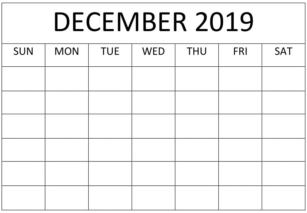 December 2019 Blank Calendar