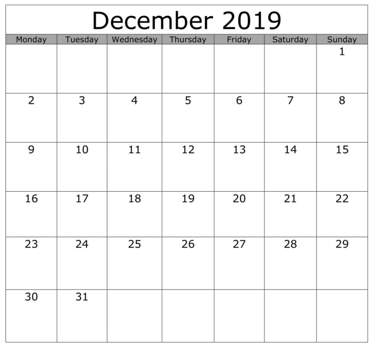 December Calendar 2019