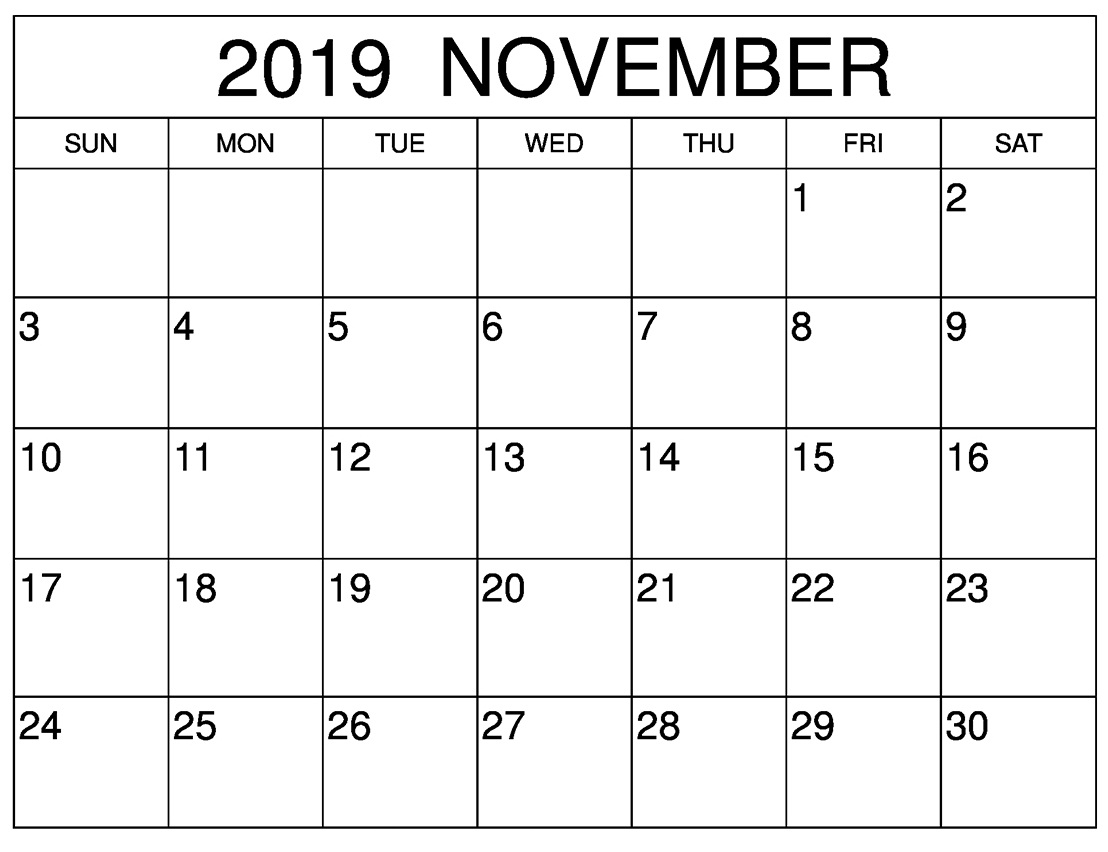 November Calendar 2019