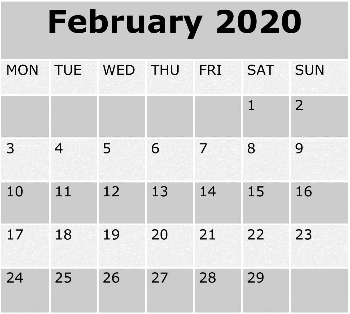 February 2020 Calendar