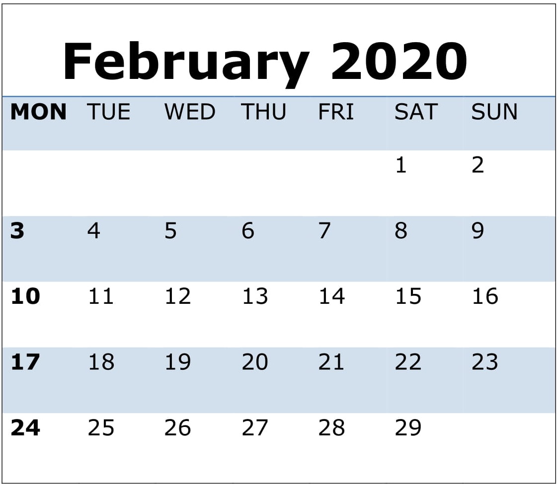 February 2020 Calendar