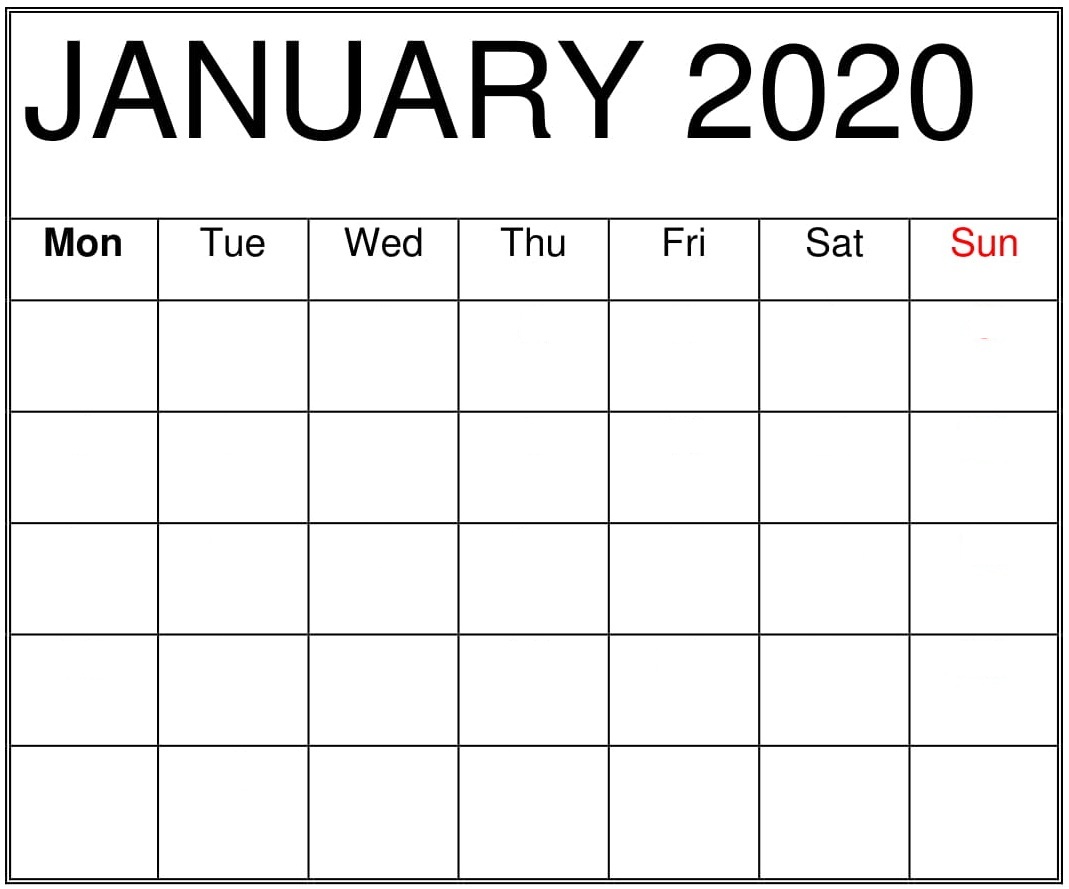 January 2020 Blank Calendar