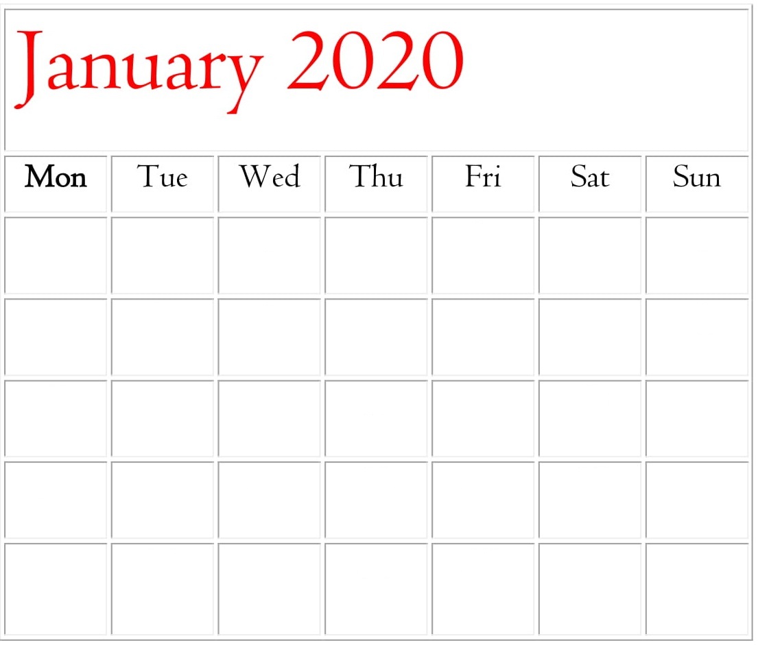 January 2020 Blank Calendar