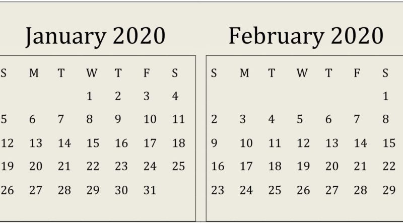 January February 2020 Calendar