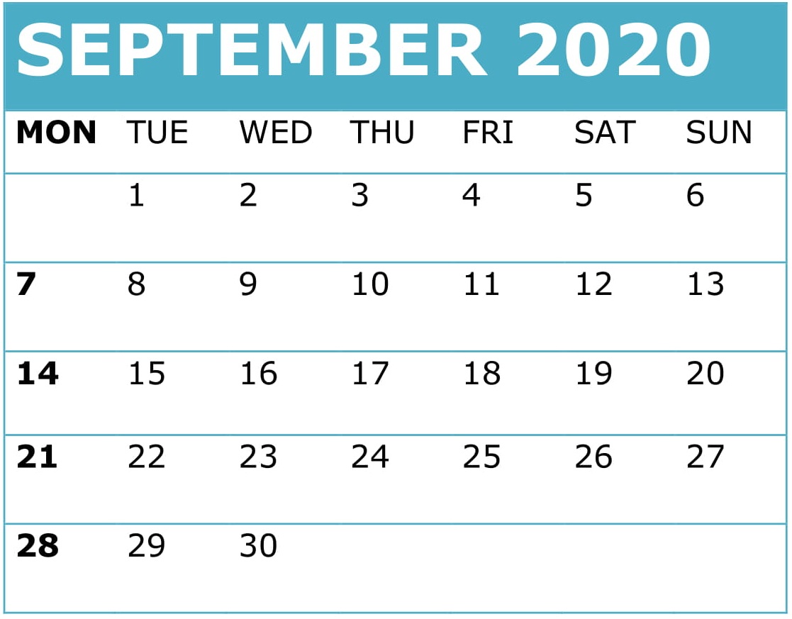 September 2020 Calendar