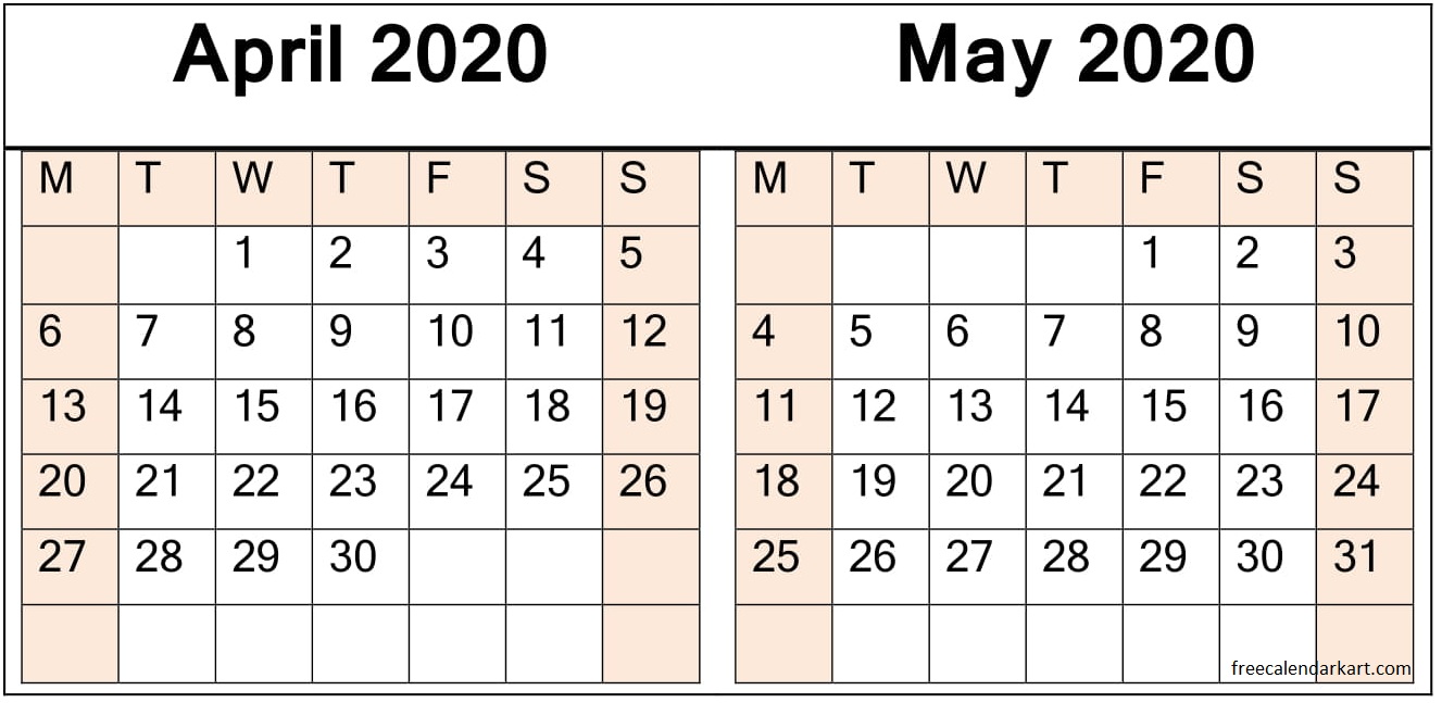 April May 2020 Calendar 