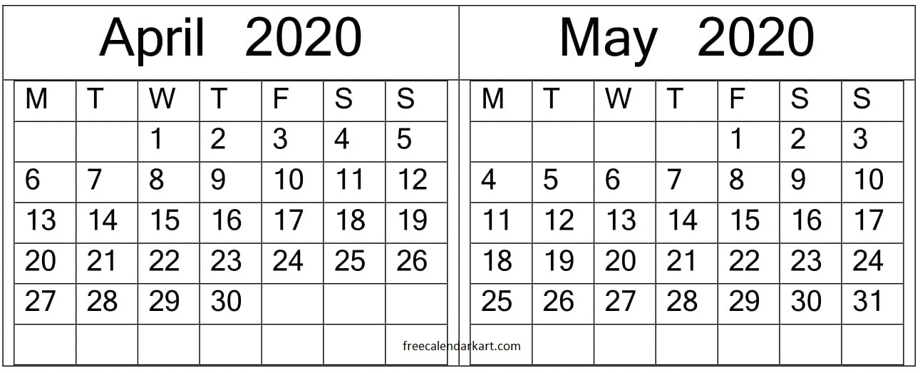 April May 2020 Calendar 