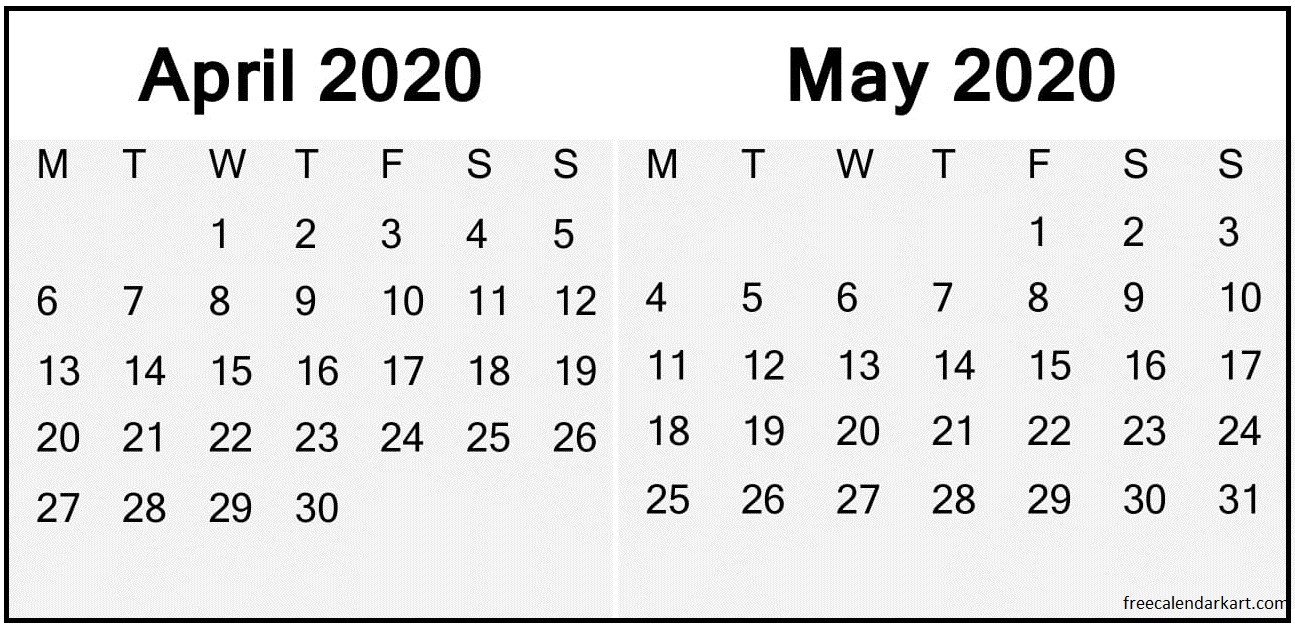 April May 2020 Calendar 