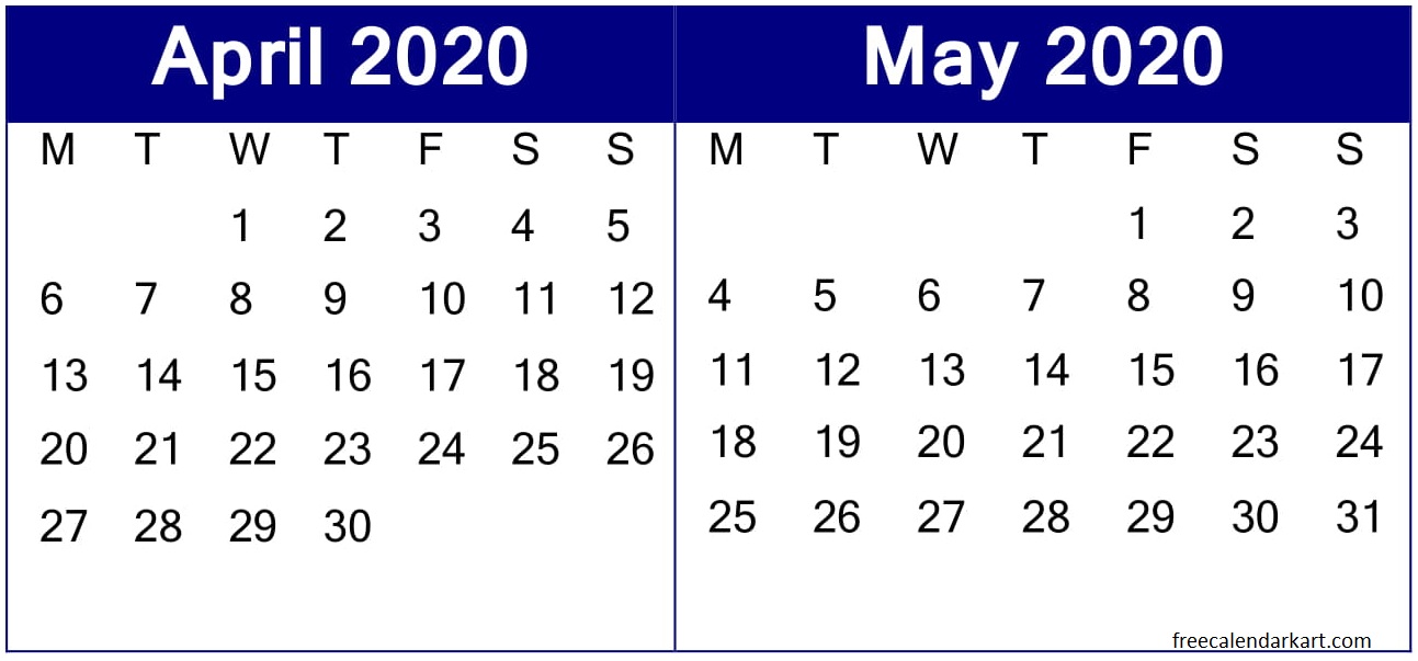 April May 2020 Calendar 