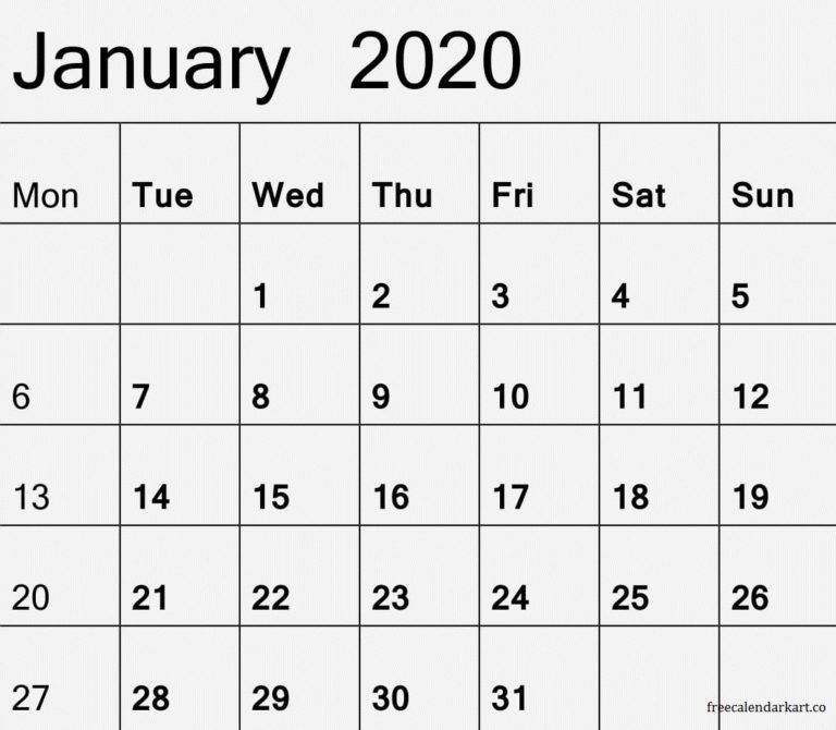 Jan 2020 Calendar Printable Planner - Latest Printable Calendar & Template