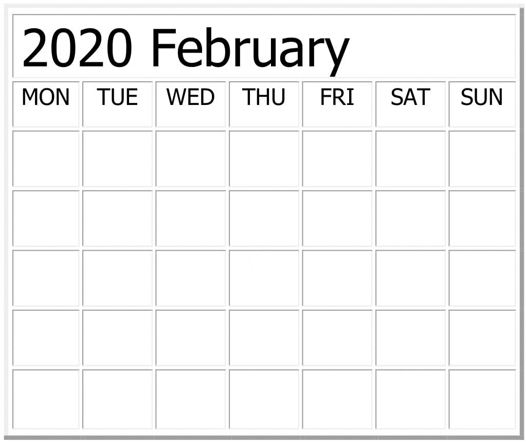 February 2020 Blank Calendar