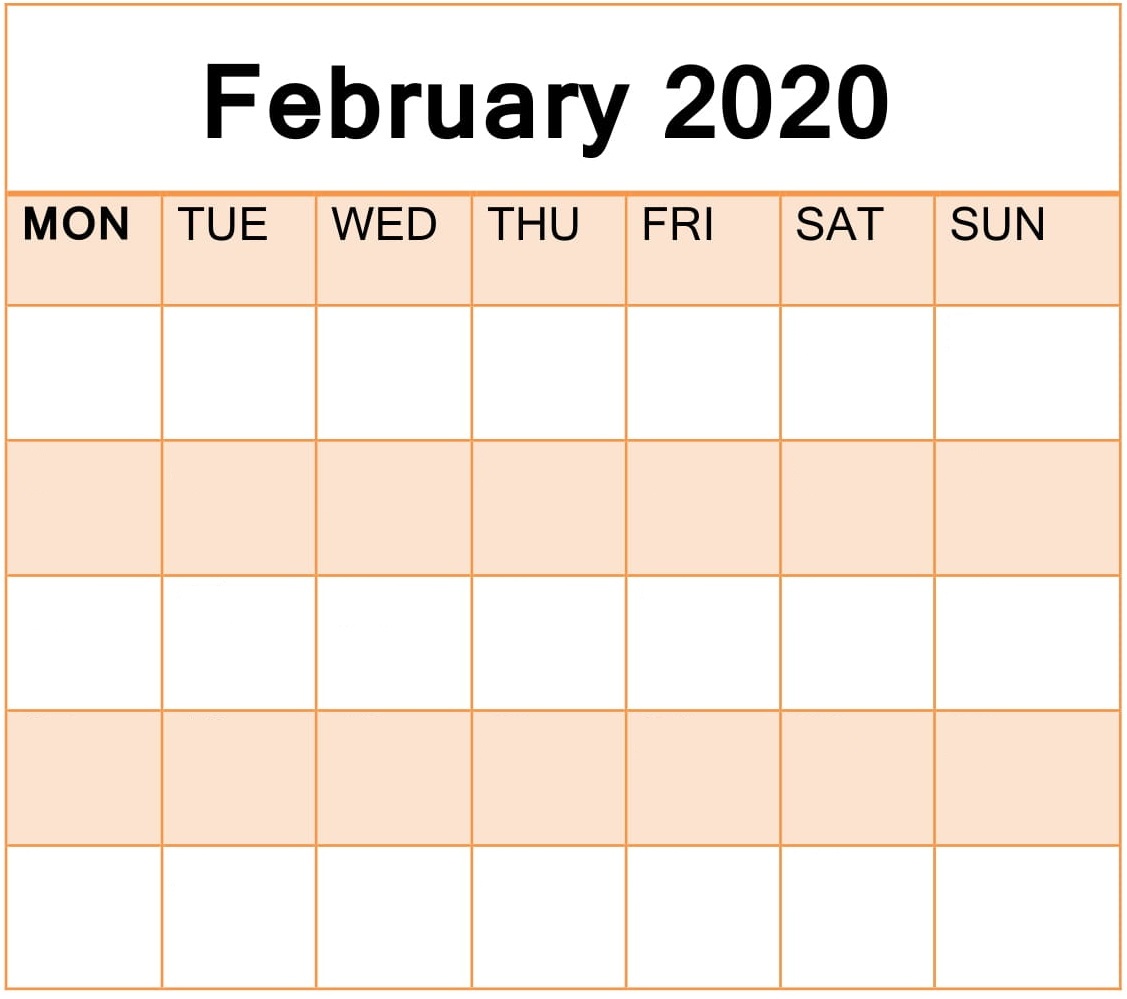 February 2020 Blank Calendar
