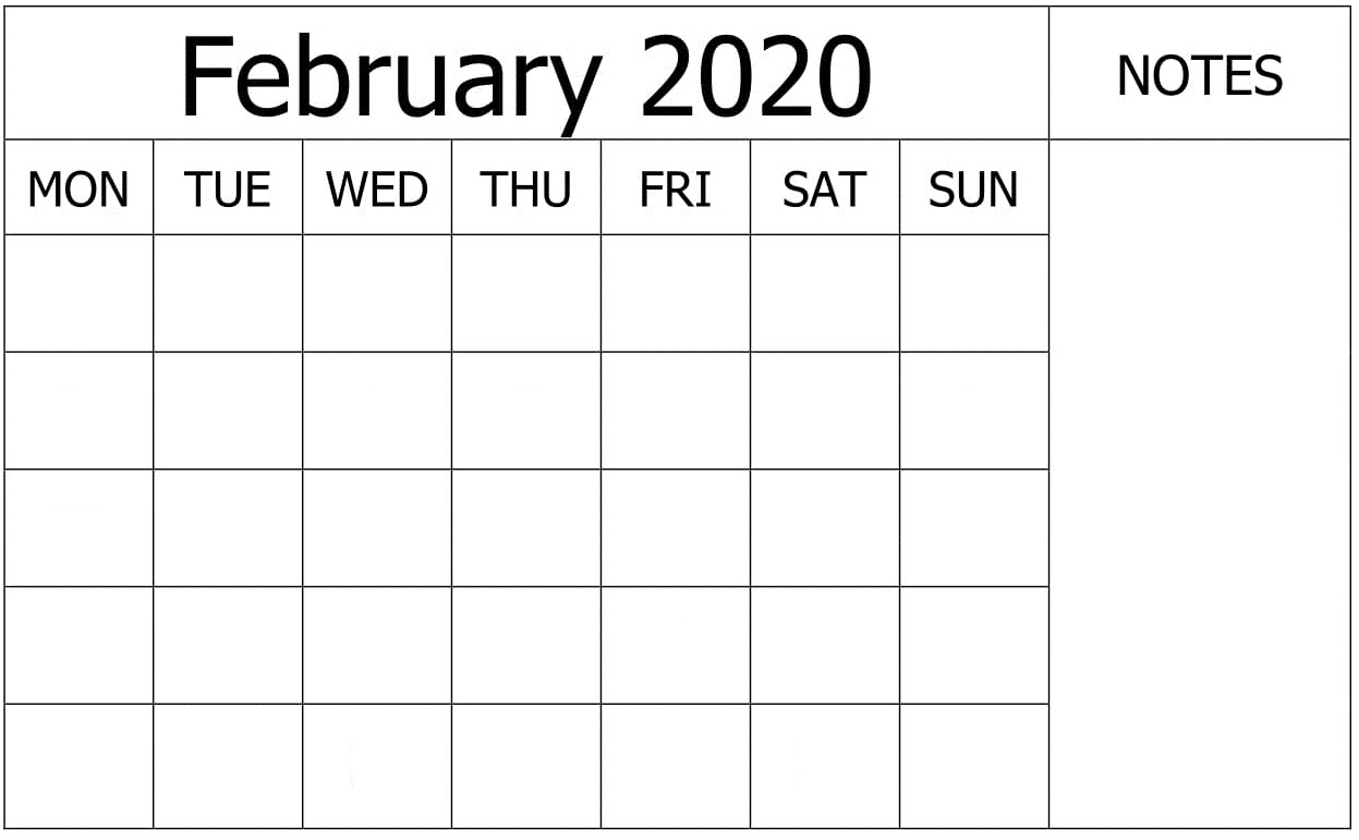 February 2020 Blank Calendar