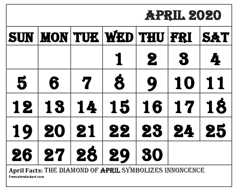 April 2020 Blank Calendar