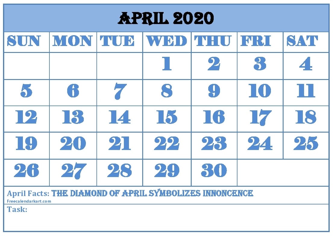 April 2020 Printable Calendar