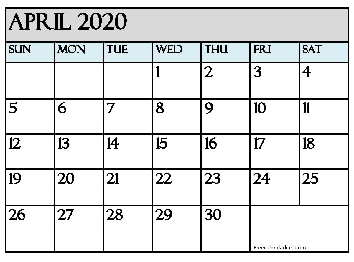 April 2020 Calendar Printabl