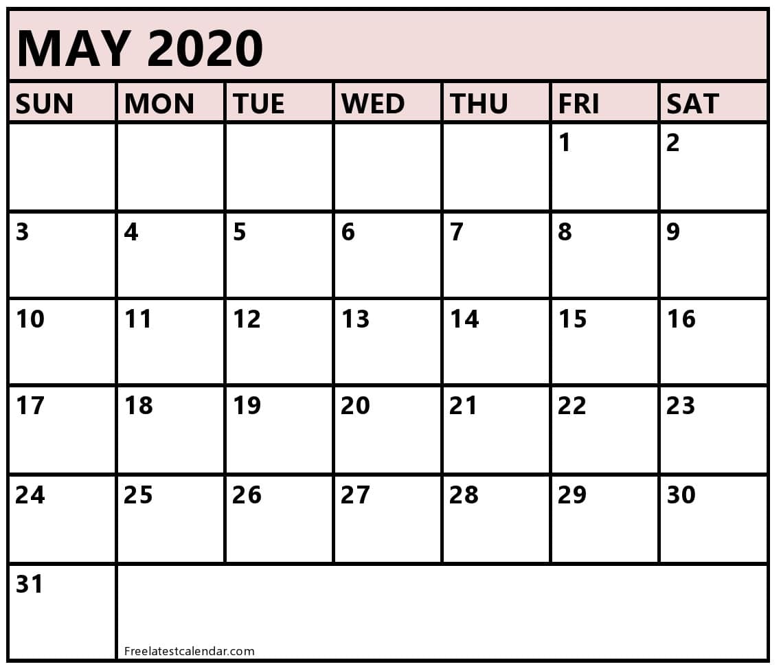 Blank 2020 May Calendar