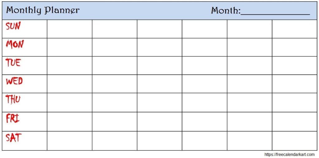 Printable Monthly Planner