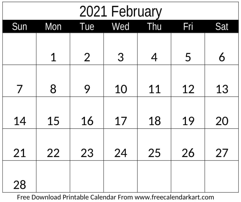 2021 Calendar February