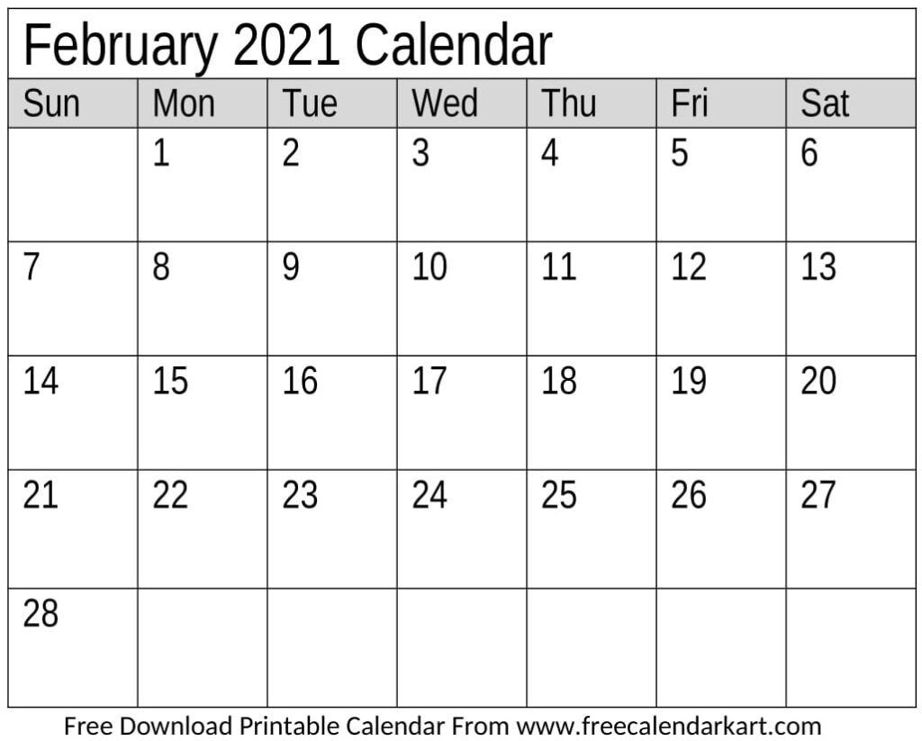 2021 February Calendar