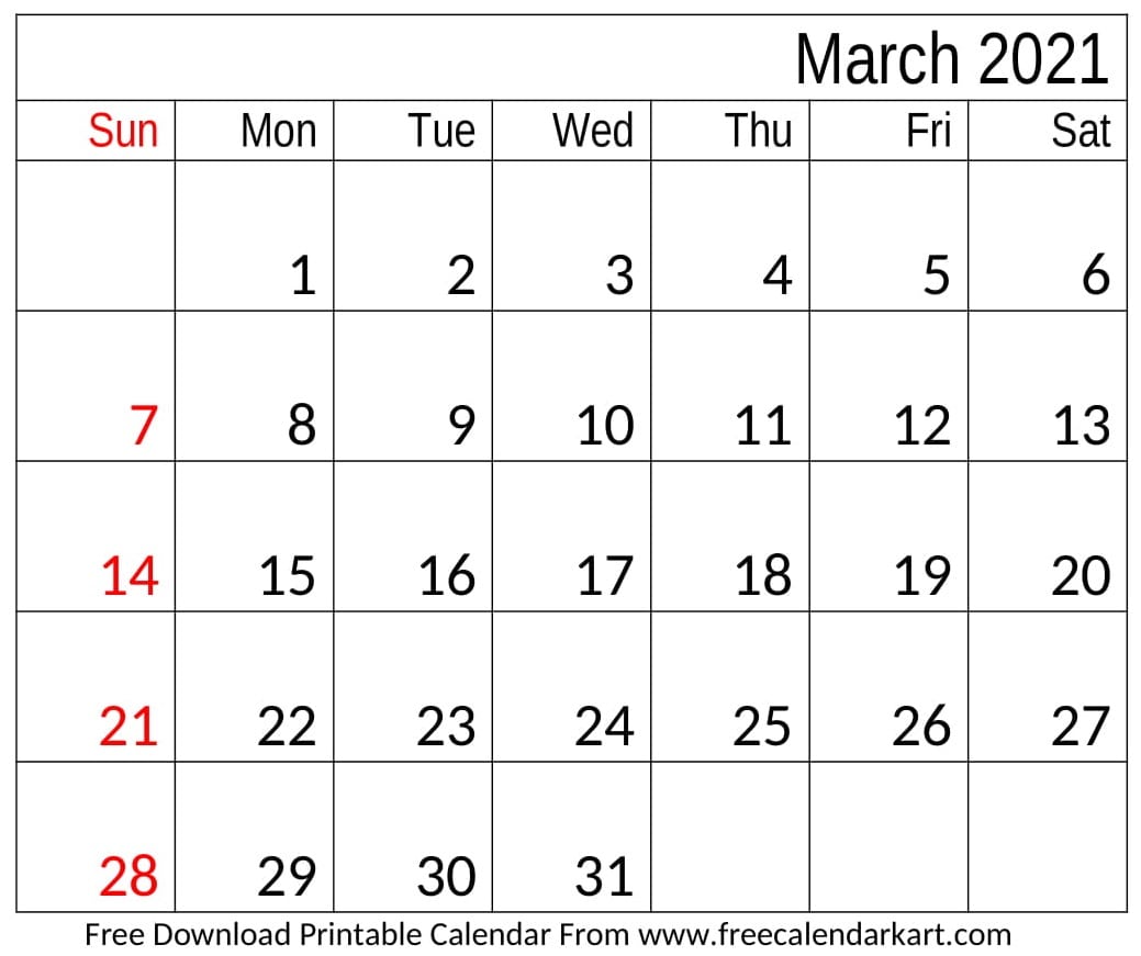 March 2021 Calendar Cute Customize Online Editable Template