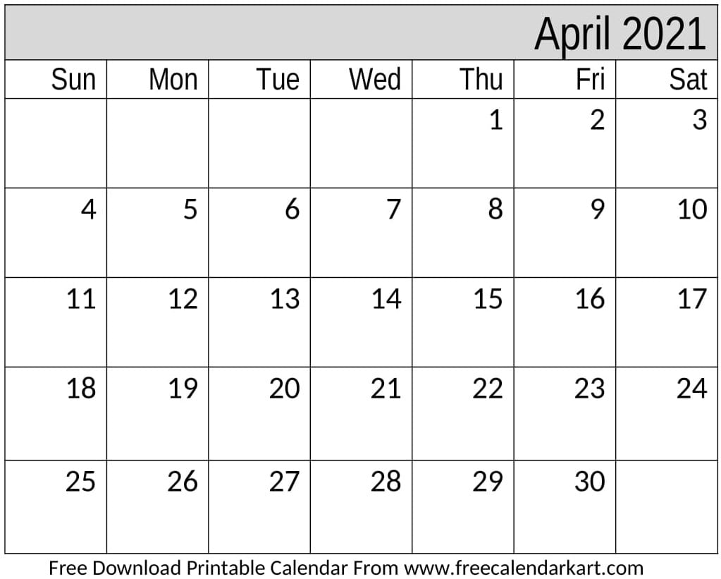 Calendar April 2021