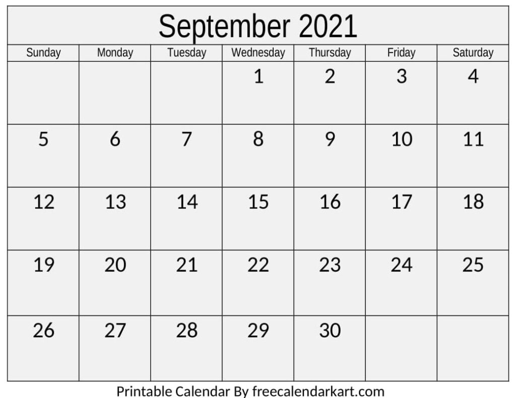 Free Printable September 2021 Calendar