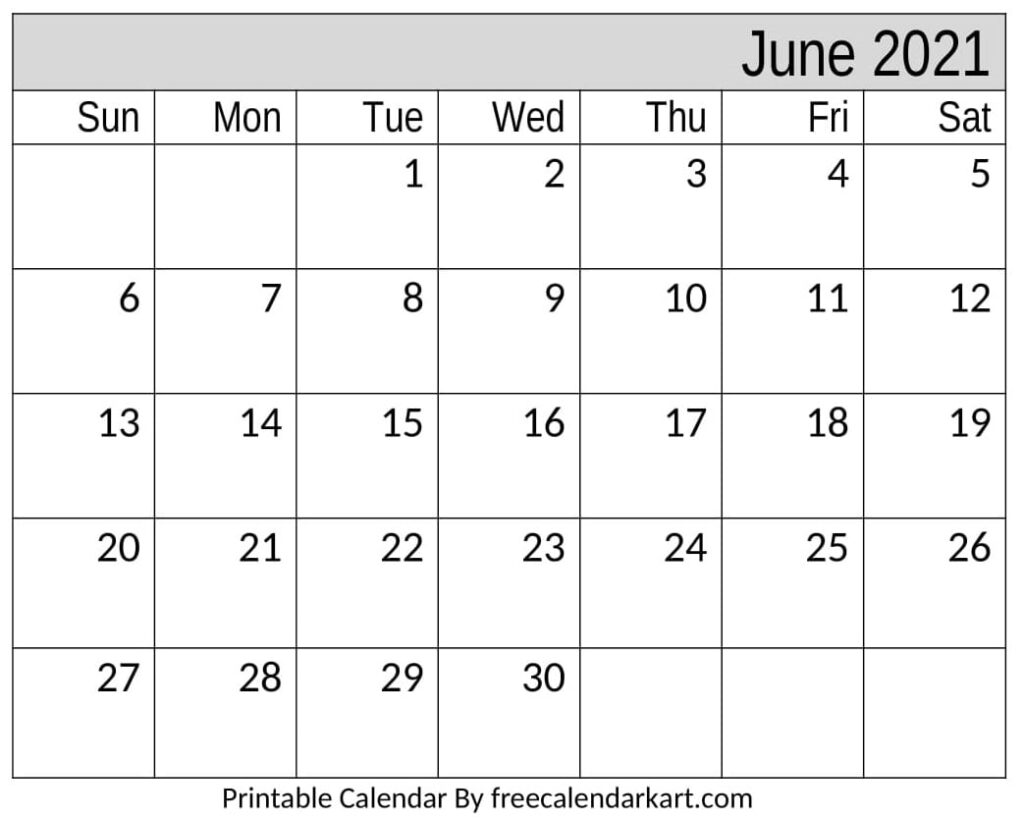 June 2021 Printable Calendar