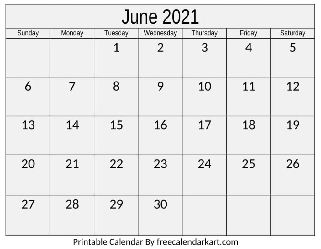 June 2021 Printable Calendar