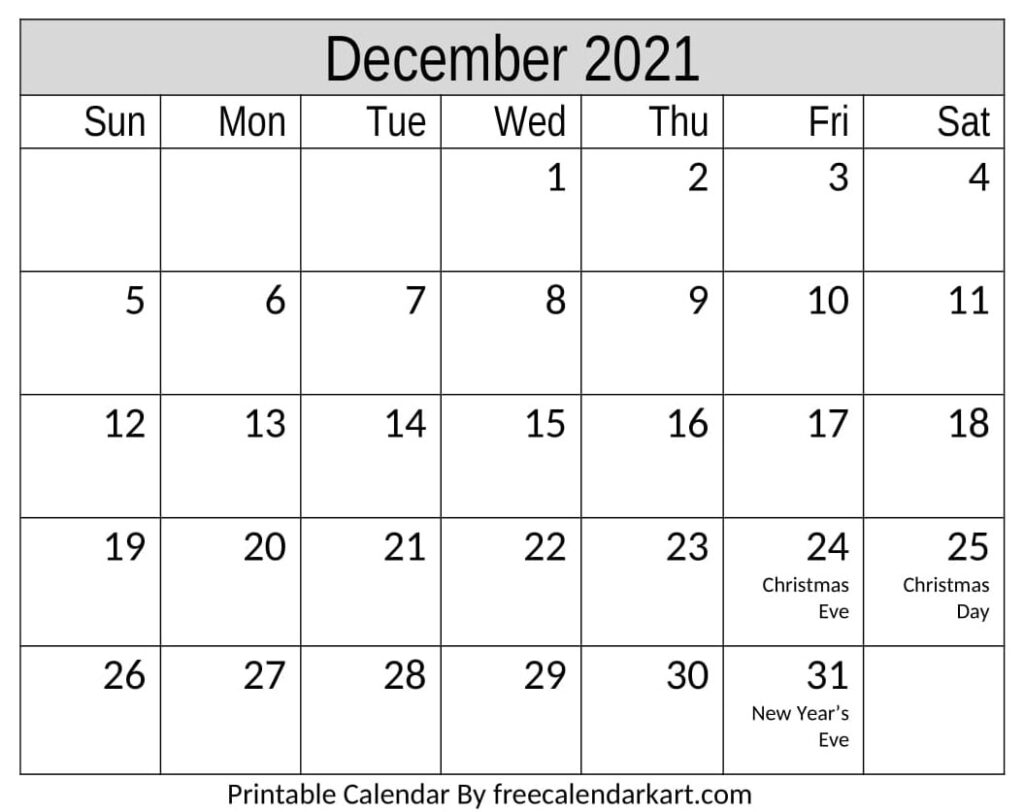 2021 Calendar December