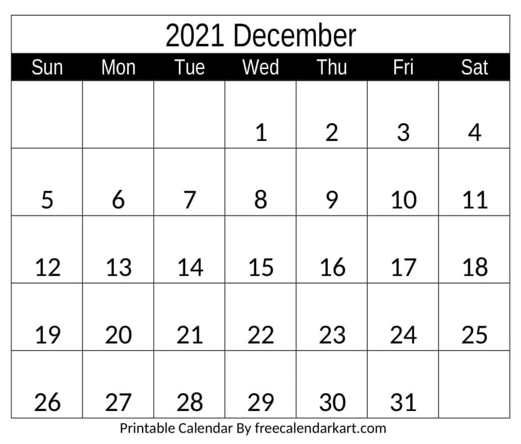 December 2021 Calendar