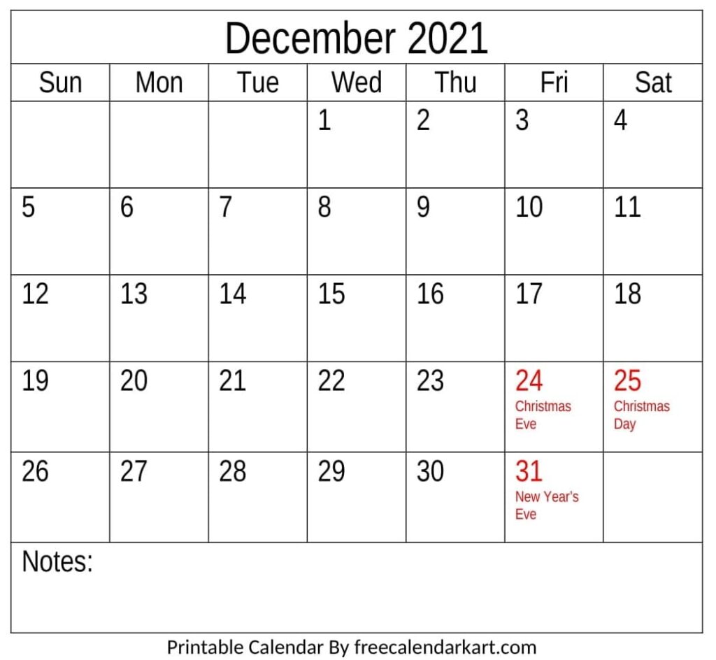 December 2021 Calendar