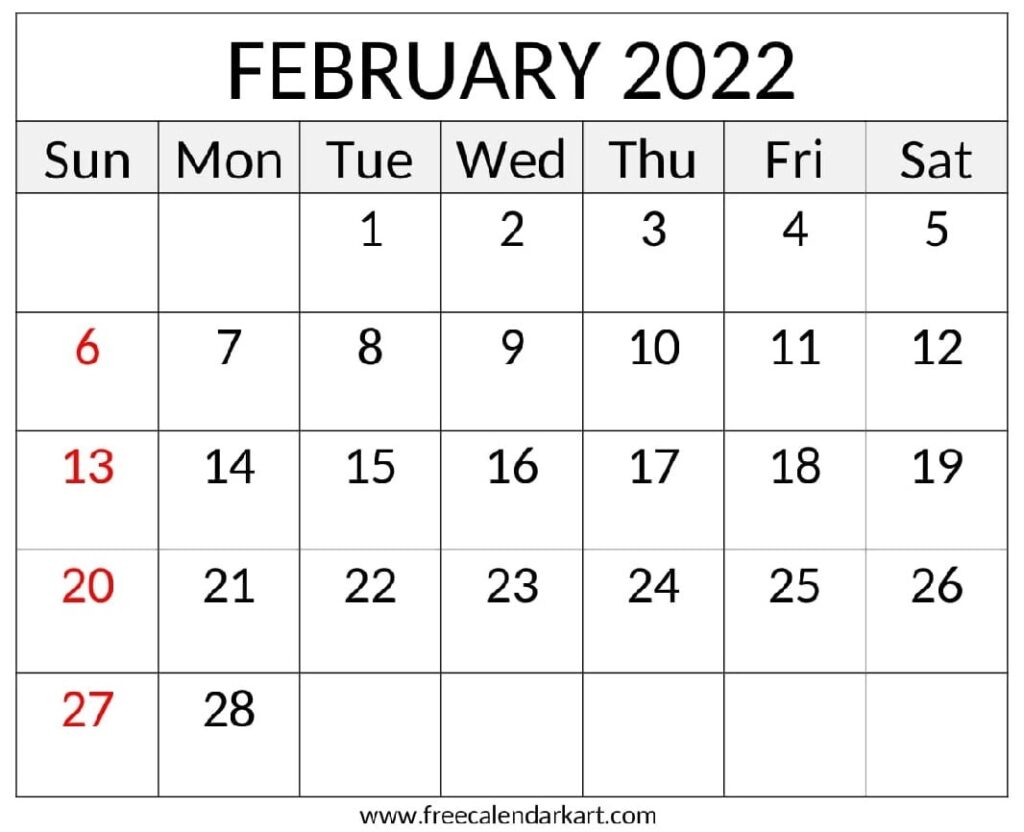 February 2022 Calendar