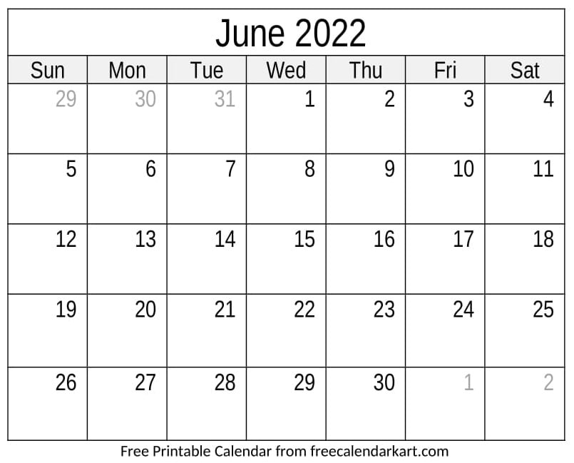 June Calendar 2022